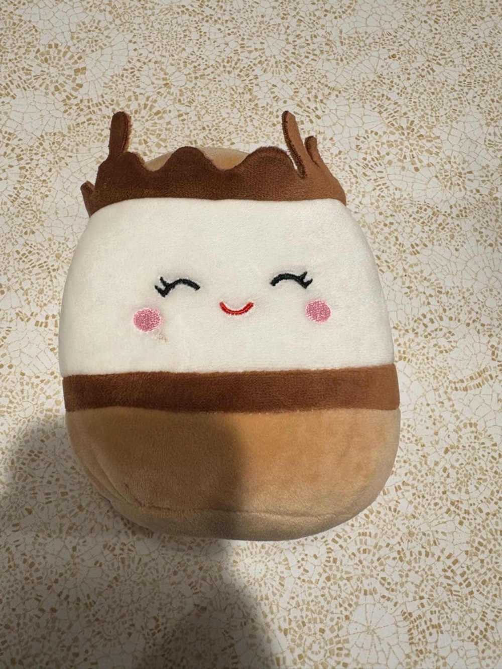Squishmallows Brown White Pink Smiling Dessert Plush